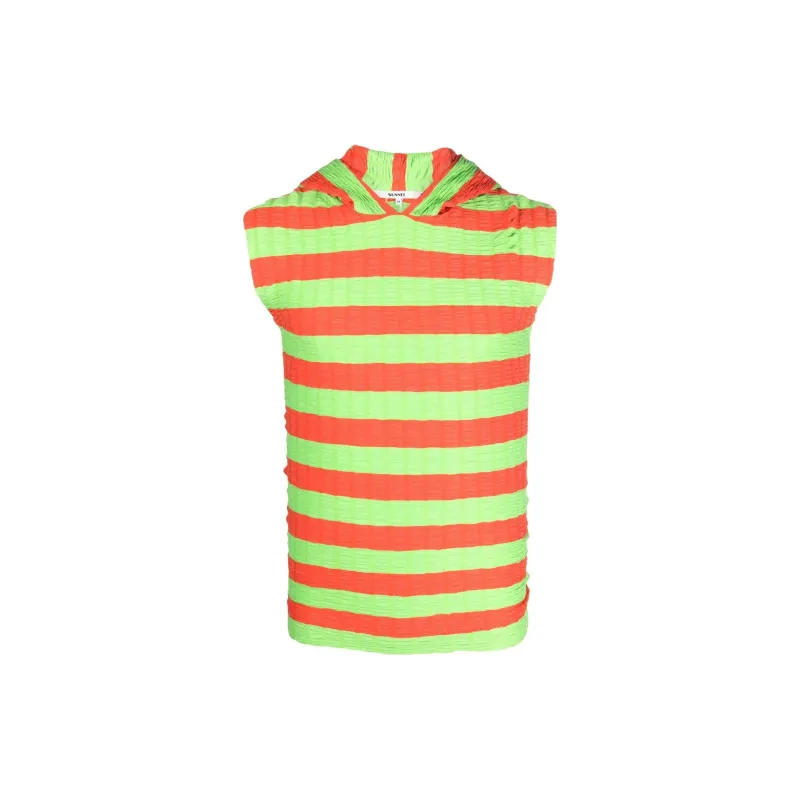 Sunnei Striped Sleeveless Hoodie-0