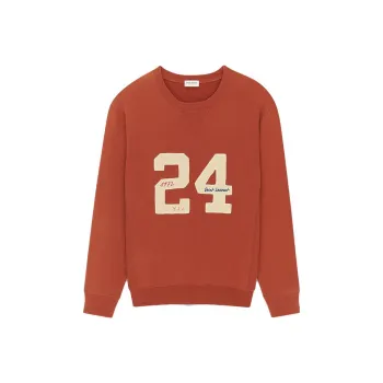 SAINT LAURENT Logo Embroidery Cotton Sweatshirt