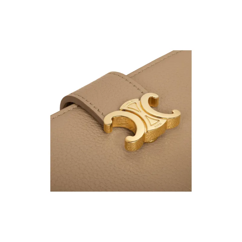 CELINE Victoire Cow Leather Wallet Women's Smoky Brown-4