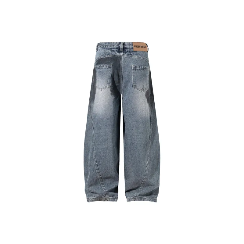 Ghost Mask Jeans Unisex Color Block Blue-1