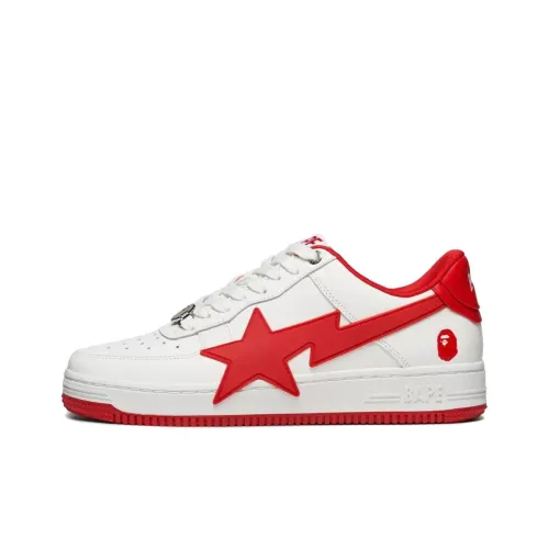 A BATHING APE Bape Sta OS #2 Low Top Skateboard Shoes Women's White Red