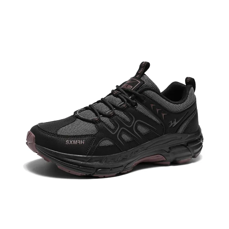 Binary Cushioning, Rebound, Grip, Support, Breathable, Slip Resistant Low Top Hiking Shoes Men's Black Red Brown-2