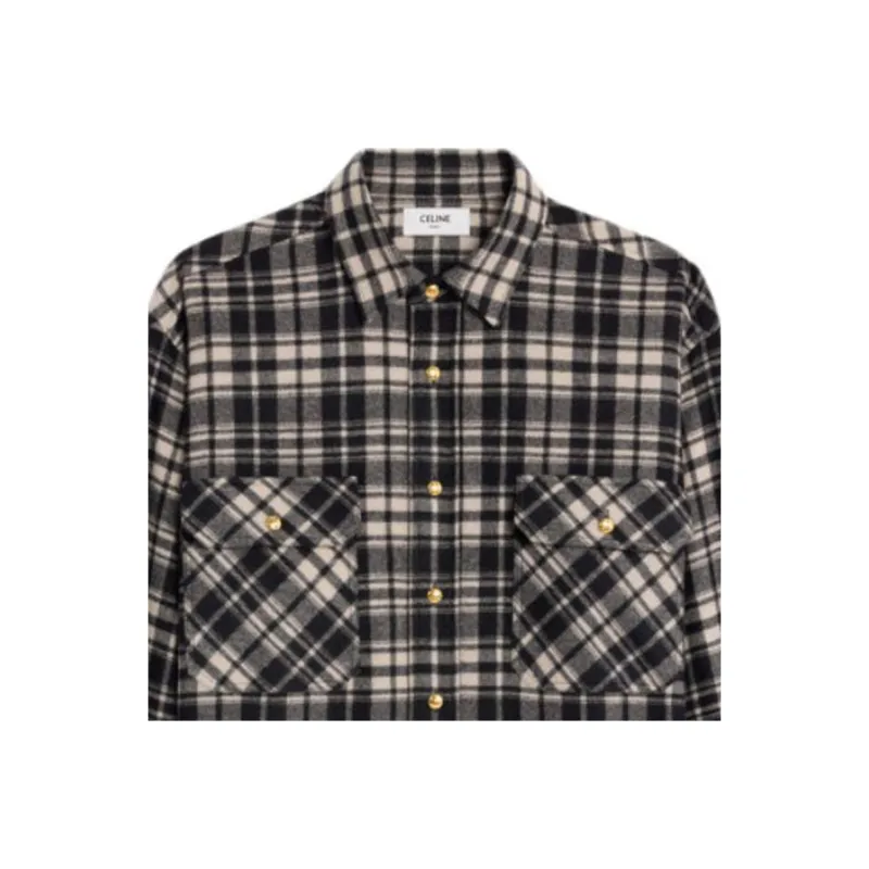 CELINE Overshirt In Checked Cashmere-4