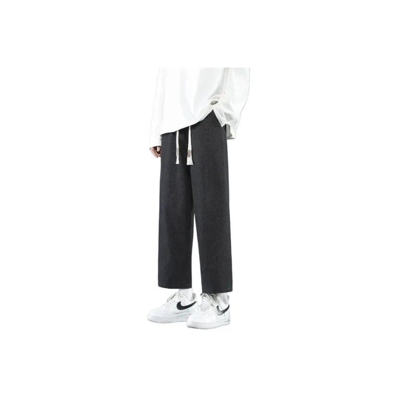 PANDA ADEVIL Japanese Vintage Preppy Style Loose Fit Straight Fit Wide Leg Ankle Length Jeans Unisex-23