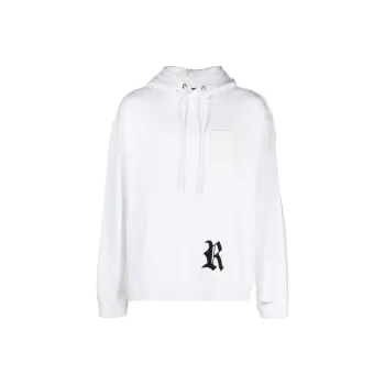RAF SIMONS Logo Patch Ripped Hoodie