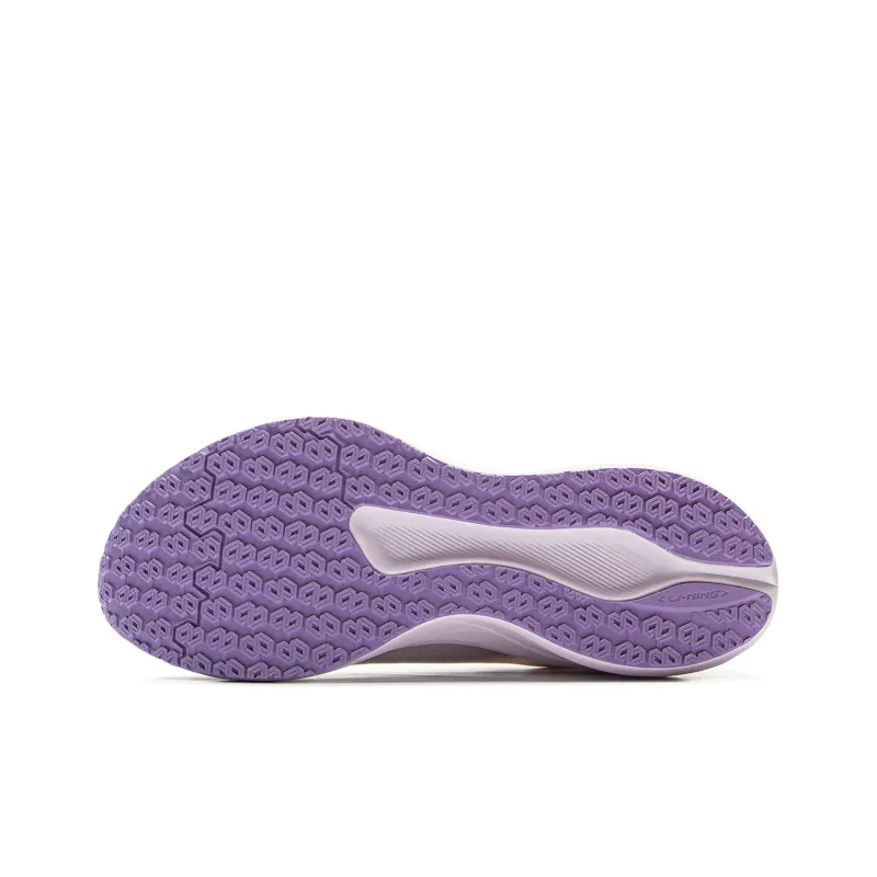 LiNing Red Hare 8 Slip Resistant Breathable Low Top Training Racing Running Shoes Women's White Purple-6