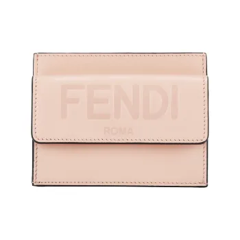 FENDI Calfskin Card Holder, Wallet Women's Light Pink Red