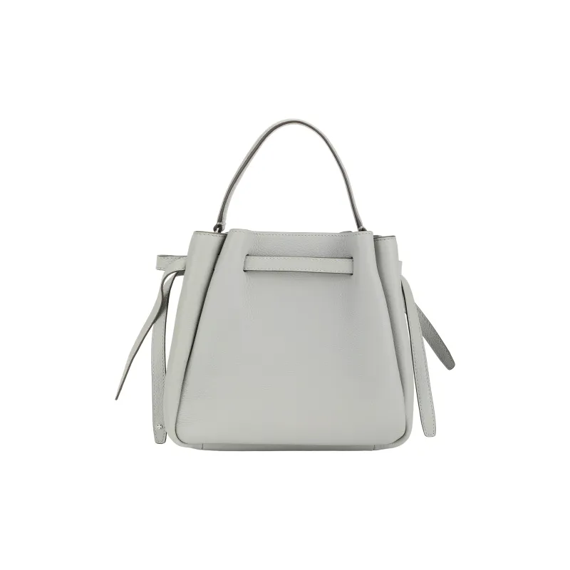TORY BURCH Romy Bucket Litchi Grain Leather Bucket Bag, Shoulder Bag, Crossbody Bag, Handbag Trumpets Women's Gray-2