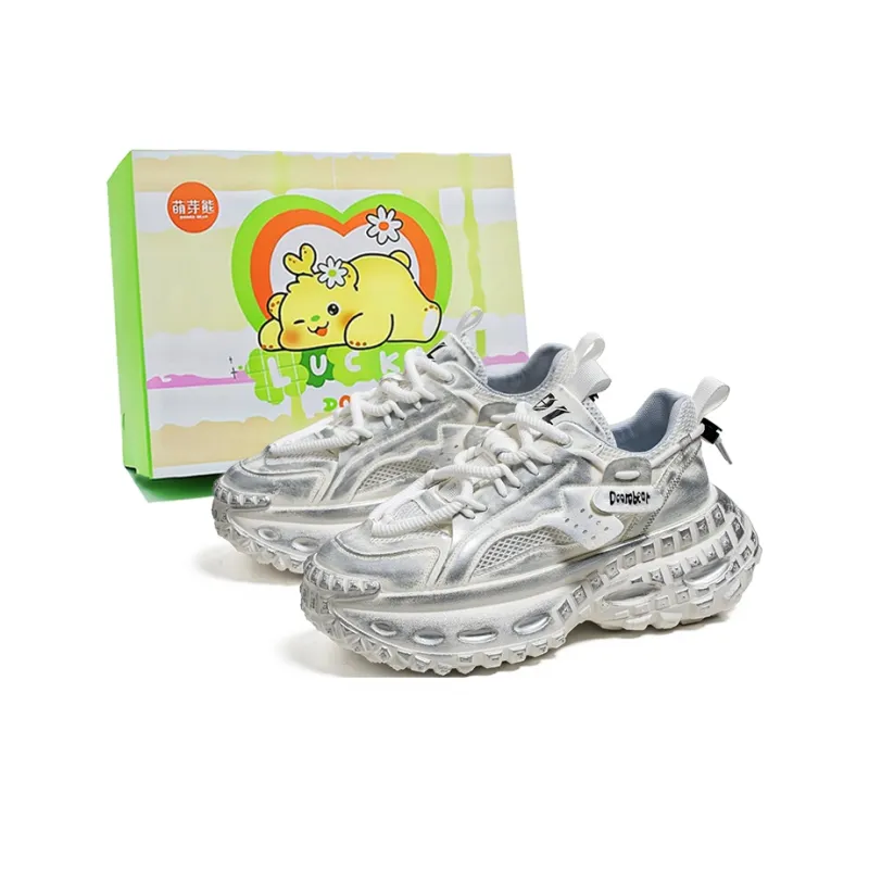 Budding Bear Height Increasing Abrasion Resistant Lightweight Breathable Slip Resistant Low Top Chunky Sneakers Unisex-22