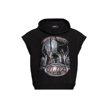 DSQUARED 2 Graphic Printed Cap Sleeved Hoodie