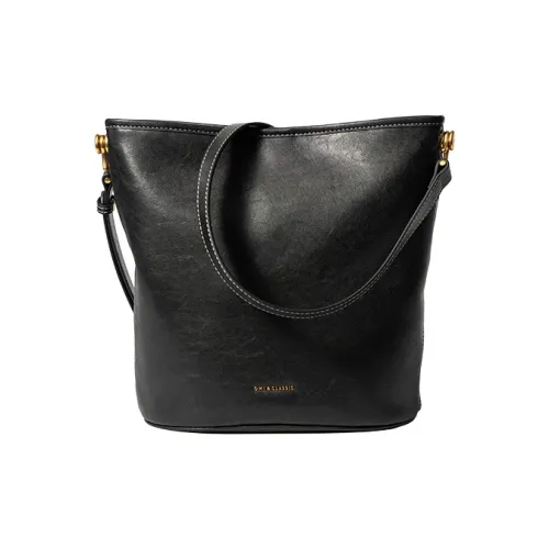 OMI Top Grain Cow Leather Bucket Bags Shoulder Bags Women's Black/Brown