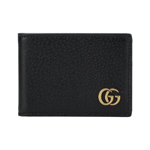 GUCCI GG Marmont Leather Wallets With Money Clip Men's Black