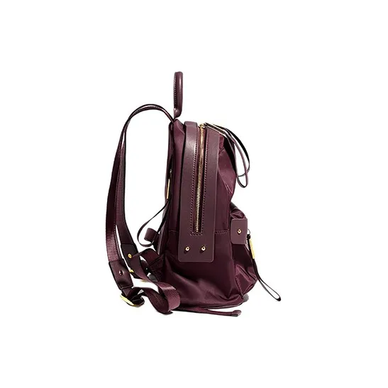 H YXIANG Cow Leather With Nylon Backpack Regular Women's Burgundy/Black-1