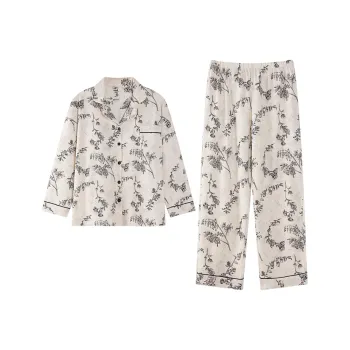 Ordifen Pajama Set Women's White Floral