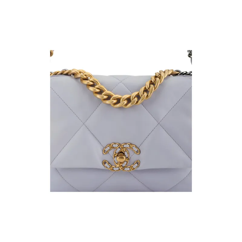 CHANEL 19Bag Sheepskin Shoulder Bag, Crossbody Bag Women's Light Purple-4