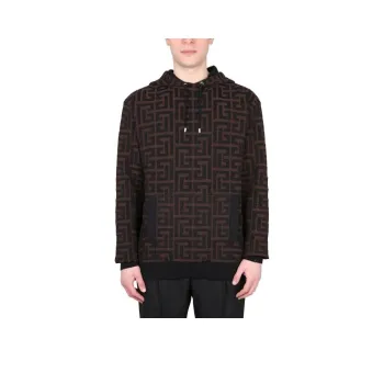 BALMAIN Maxi Monogram Drawstring Hoodie