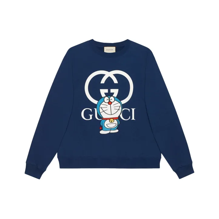 Doraemon X GUCCI Sweatshirts Unisex Blue-0