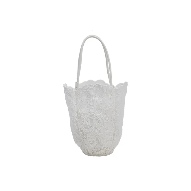 URBAN REVIVO Fabric Bucket Bag Handbag Medium Size Women's Sky Blue/Raw White-7