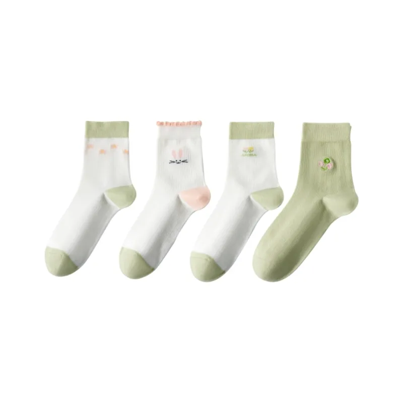 Lan Miao Mid Calf Socks Women's 4 Pack-0