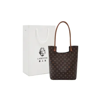 Old Man's Head Synthetic Leather Tote Bag Shoulder Bag Women's Coffee
