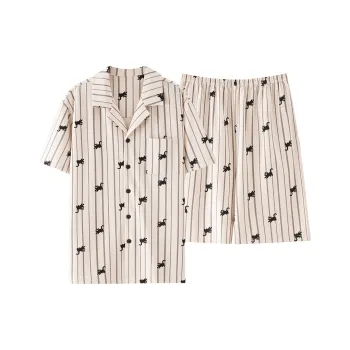 Pretty Lady Pajama Set Men's Ecru Stripes