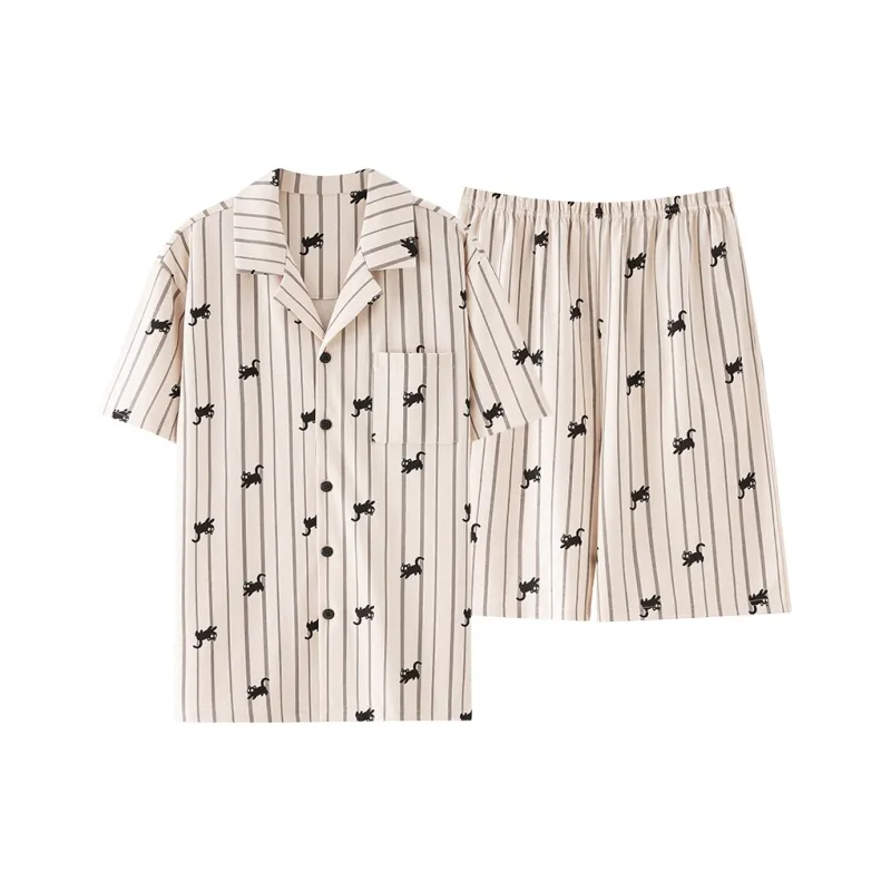 Pretty Lady Pajama Set Men's Ecru Stripes-0