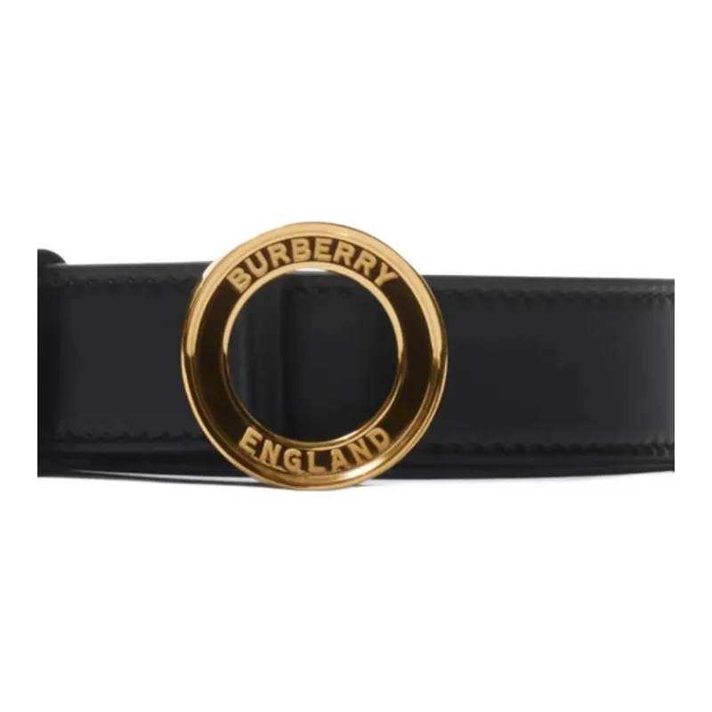 Burberry Calfskin Gold Plated Leather Belts Women's Black 2.5CM-1