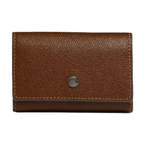 COACH Key Case Cross Stitch Leather Key Pouch Men's Brown