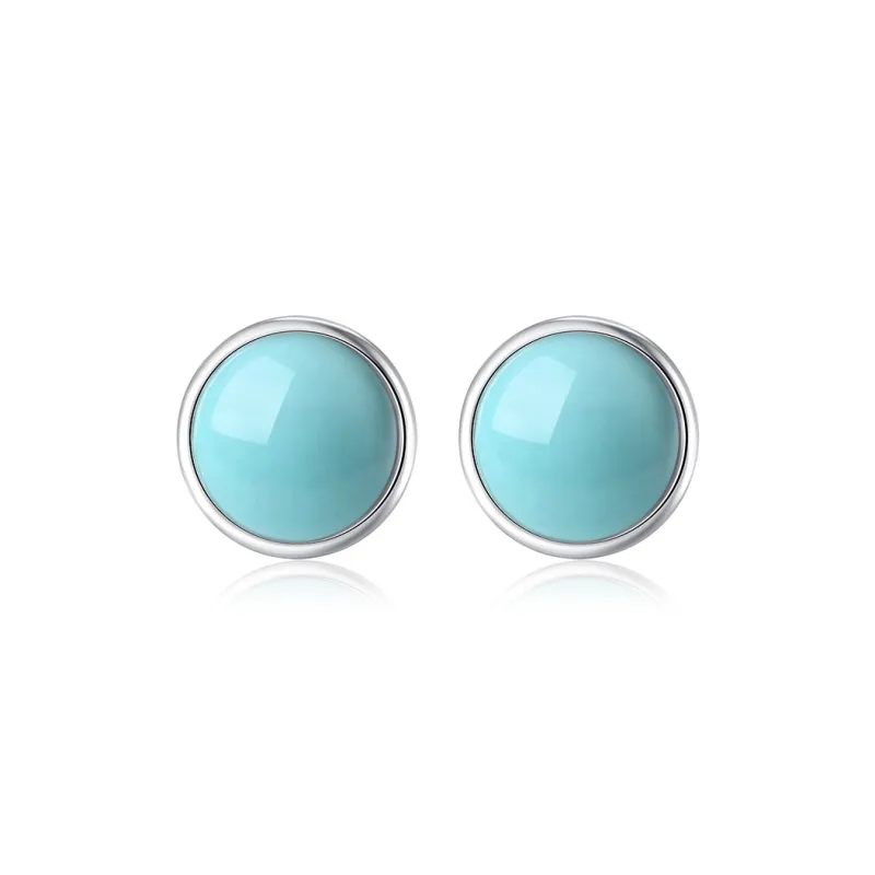 QIAOWUQIAONV Turquoise Stud Earrings Women's-0