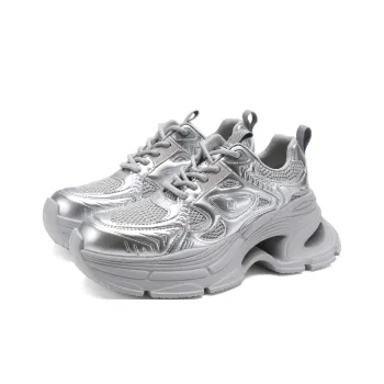 D FUSE SCANDINAVIA Anti Slip And Wear Resistant Lightweight Low Top Chunky Sneakers Women's Silver