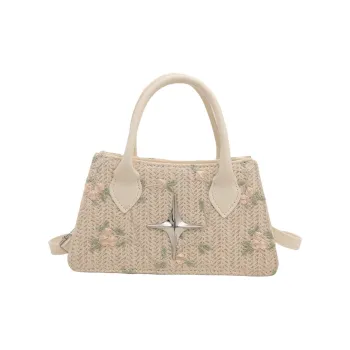 S.REPHEN Woven Crossbody One Shoulder Handbags Unisex White/Khaki
