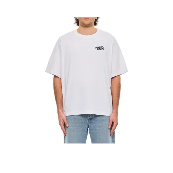 Maison Kitsune Logo Embroidered Crewneck T Shirt