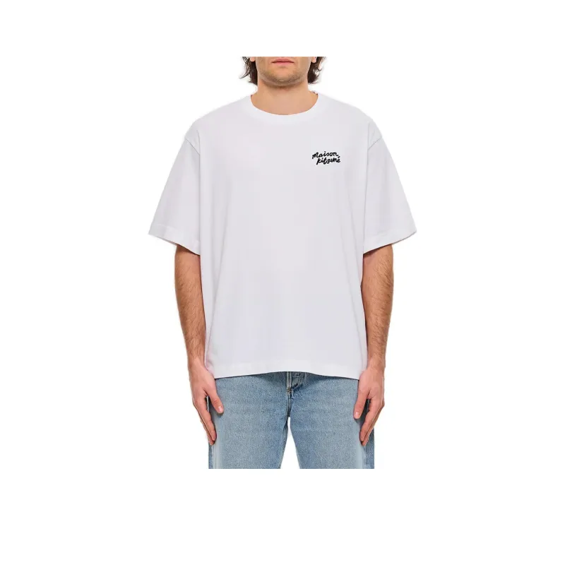 Maison Kitsune Logo Embroidered Crewneck T Shirt-0