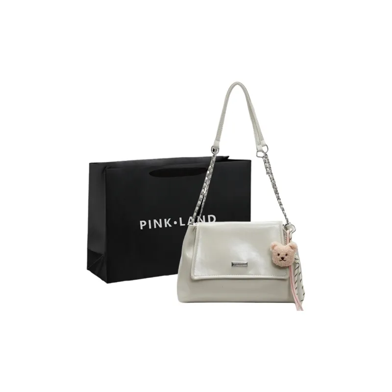 PINK·LAND Pu Shoulder Bag Women's Black/Ecru/Gray/Pink/Khaki-39