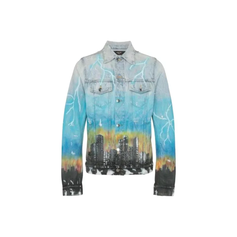 AMIRI City Dragon Trucker Denim Jacket-0