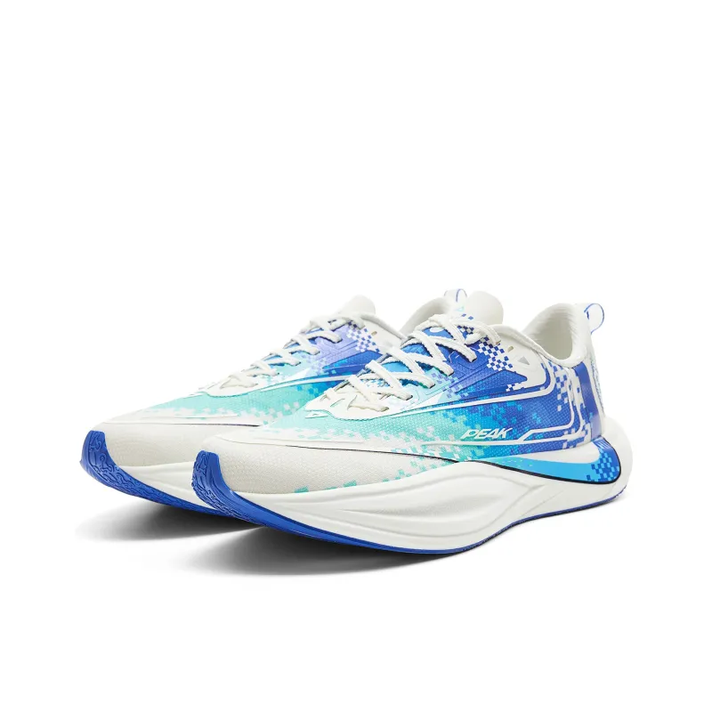 PEAK Cushioning, Slip Resistant, Rebound Low Top Running Shoes Men's Ivory Blue-2