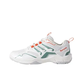 KUMPOO Cushioning Abrasion Resistant Support Low Top Badminton Shoes Unisex White Orange Green