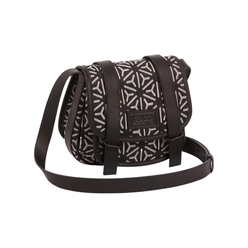KENZO Cotton With Polyester Saddle Bag Messenger Bag Shoulder Bag Crossbody Bag Small Size Women's Black-0