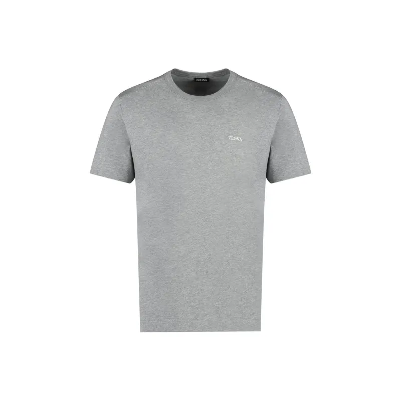 Ermenegildo Zegna Logo Embroidered Crewneck T Shirt-0