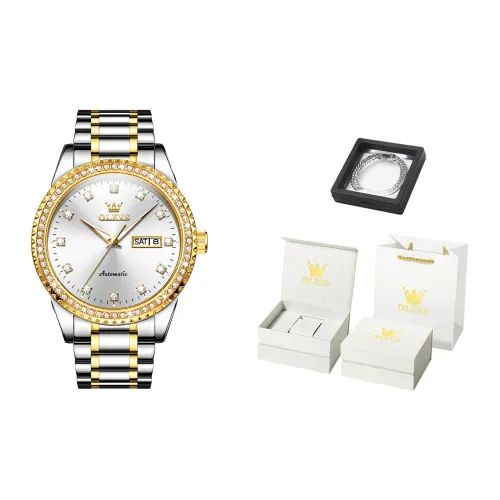 OLEVS Mechanical Movement Stainless Steel Watchband Watch Men's Watches White Dial