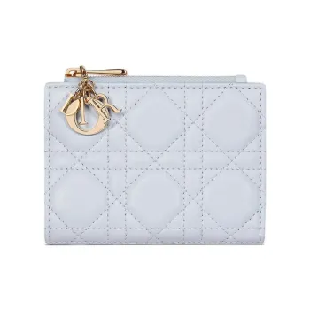 DIOR Lady Dior Collection Sheepskin Wallet Regular Women's Blue