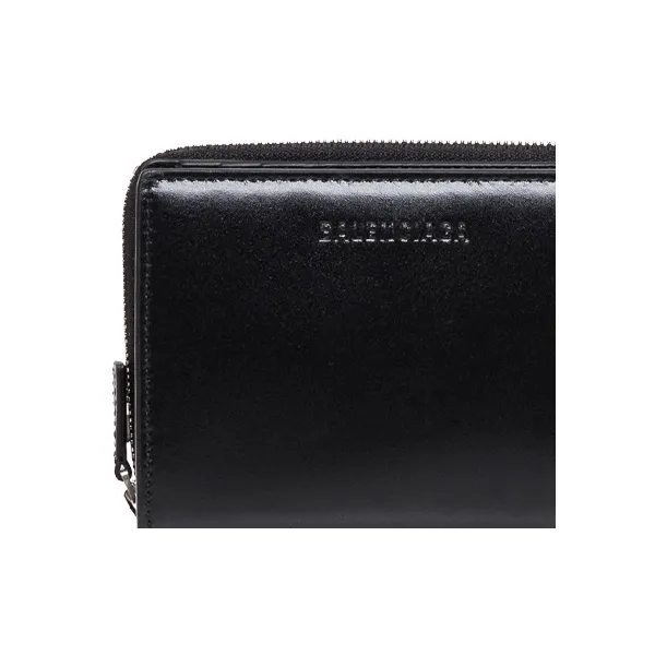 Balenciaga Leather Coin Purse Unisex Black-4
