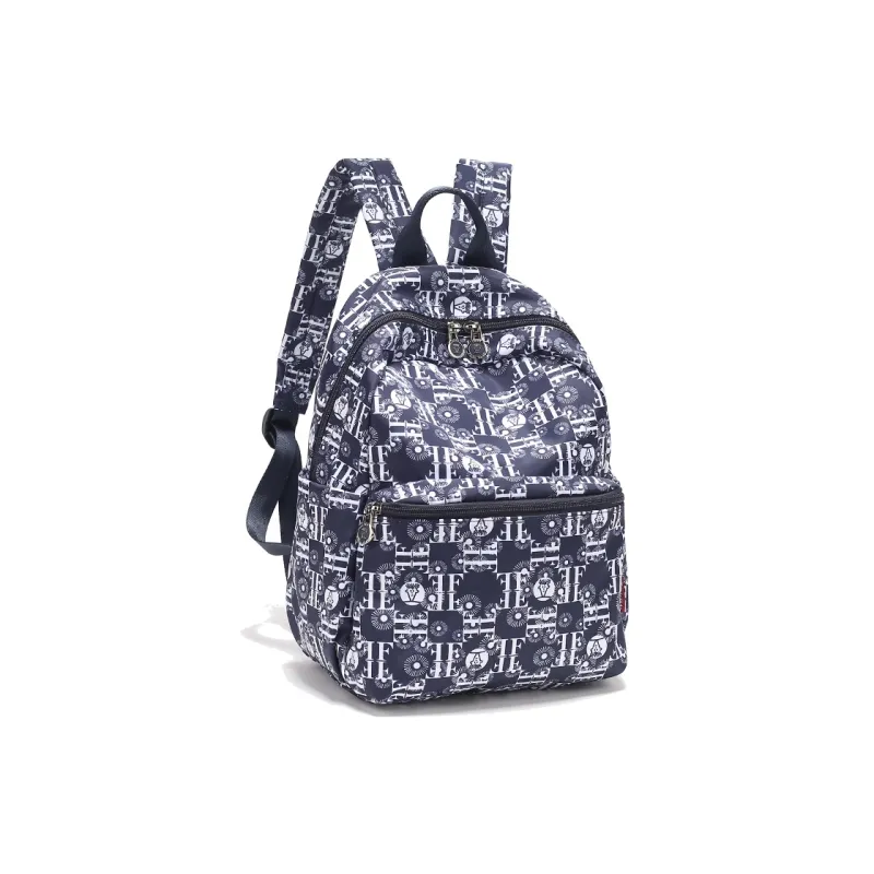 FIDO DIDO Oxford Backpack Medium Size Women's Ecru/Blue-1