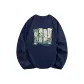 [100% cotton]Navy Blue (B with Crane in The Painting)