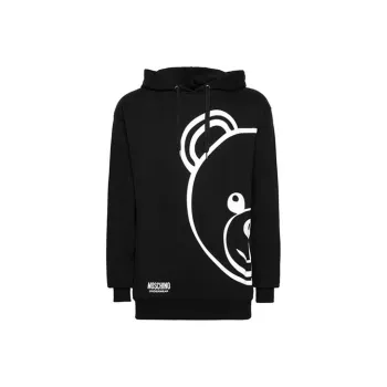 MOSCHINO Men's Teddy Bear Cartoon Logo Pullover Hoodie Black
