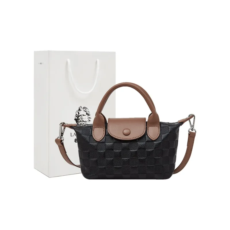 Old Man's Head Top Grain Cow Leather Crossbody Handbag Regular Women's Gray/Black-5