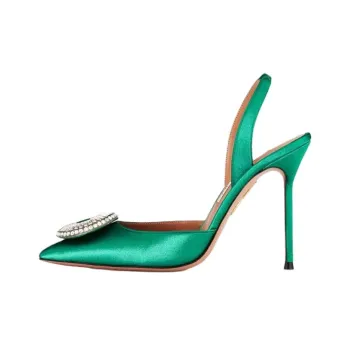 AQUAZZURA Crystal Hoop Slim Heel High Heels 10.5cm Women's Green
