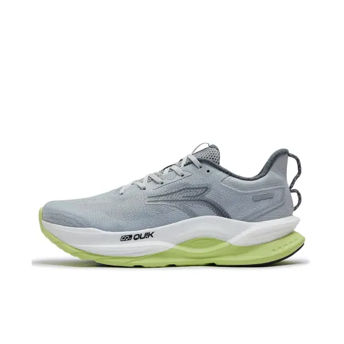 361° Fiery Red 5 Anti Slip Wear Resistant Low Top Training Running Shoes Men's Photon Gray With Light Fruit Green