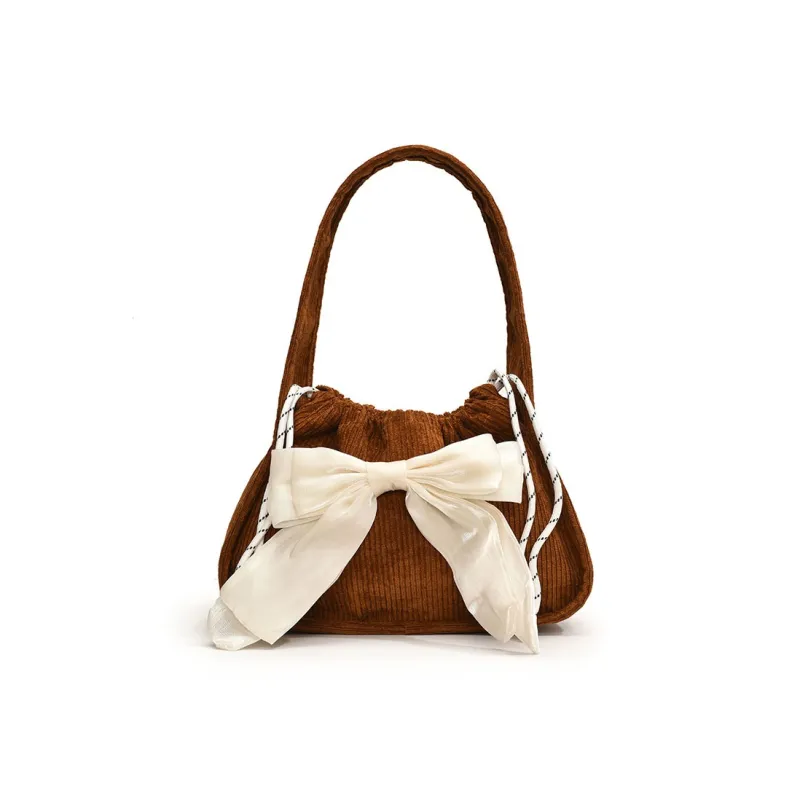 NOMK Corduroy Shoulder Bag Women's White/Black/Pink/Green/Brown-16