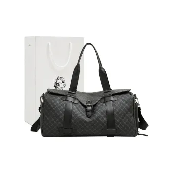 Old Man's Head Synthetic Leather Travel Bag Men's Black
